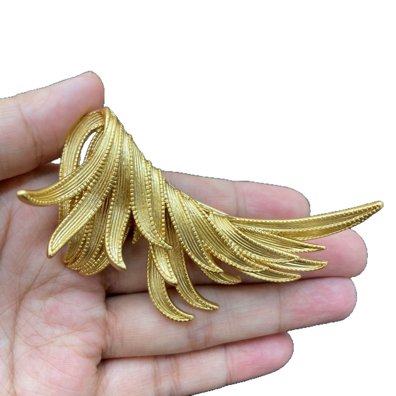 Golden retro brooch, earrings, set, European style, light luxury style