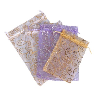 Factory in stock bronzing silver vine yarn bag Ribbon gift bag blue Vine snow yarn packaging bag jewelry bag mesh bag