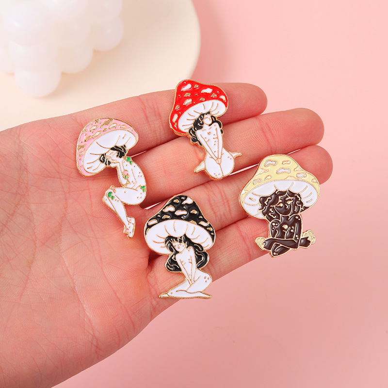 Cartoon Style Human Mushroom Alloy Enamel Stoving Varnish Unisex Brooches display picture 6