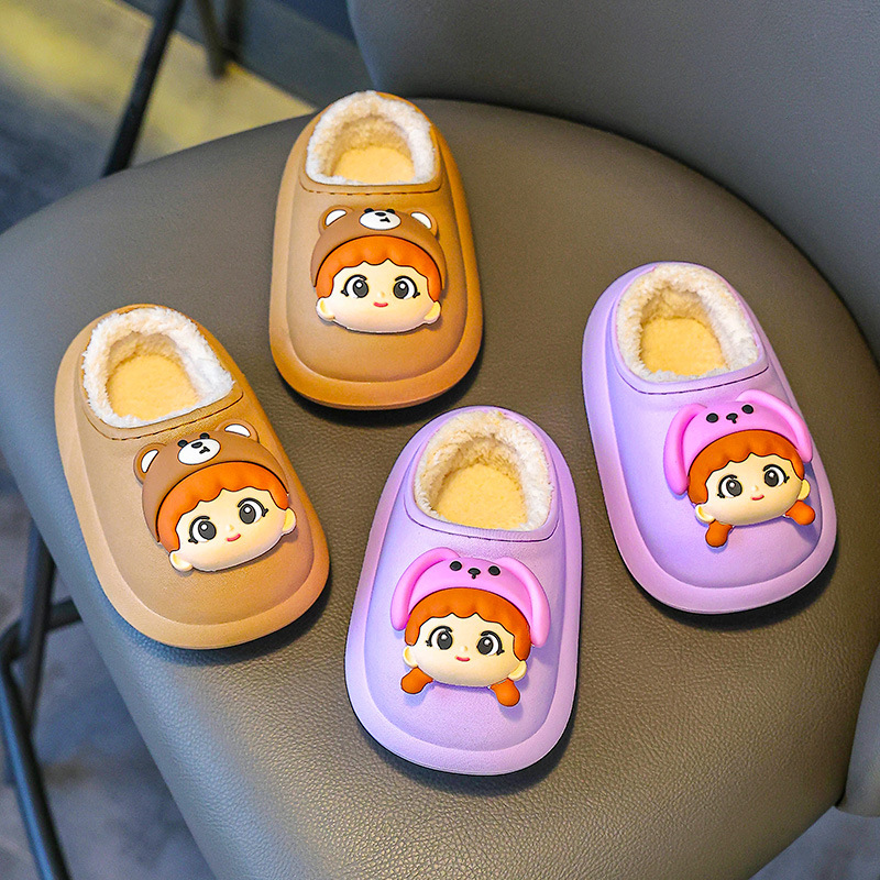Zapatillas de algodón para niños otoño y invierno niños media bolsa de zapatillas de peludo para niñas pequeñas bebés pequeños lindos zapatillas de algodón