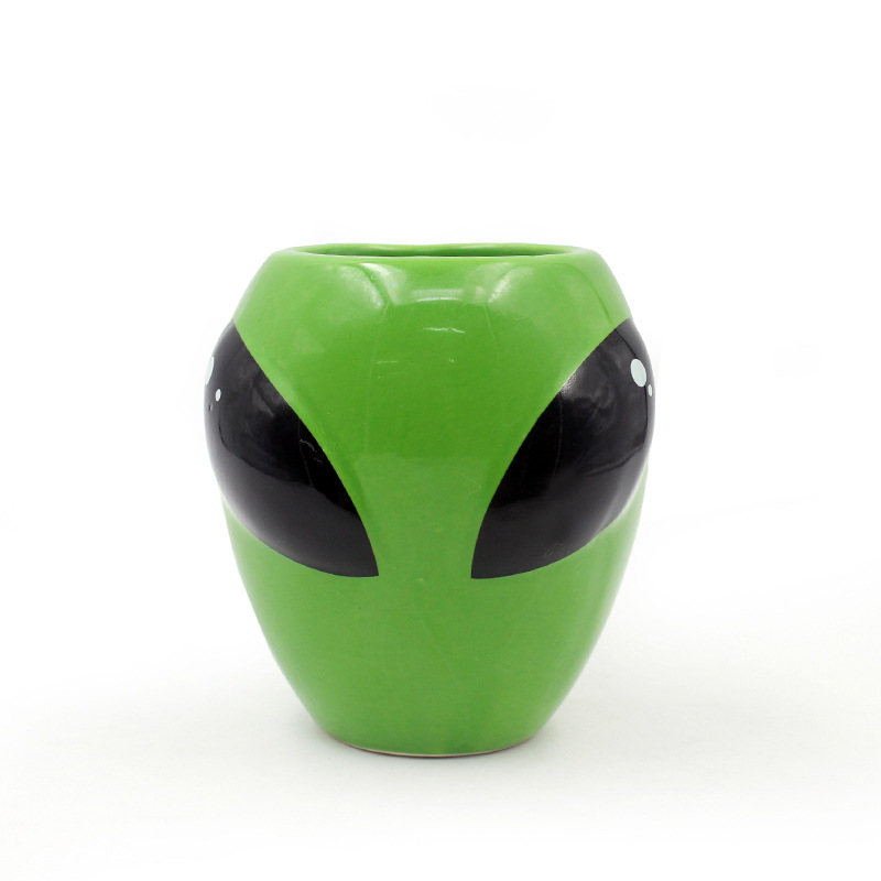 Taza de cerámica verde alienígena ALIEN transfronteriza cuidadosamente seleccionada, taza de agua para oficina, cafetería, bar, copa de vino