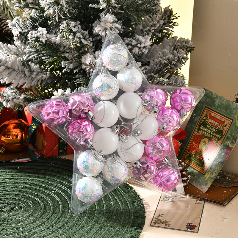 Amazon transfronterizo 4cm Navidad Bolas de Navidad Decoración Bolas de regalo Fabricantes al por mayor Navidad Cumpleaños Escena de tela