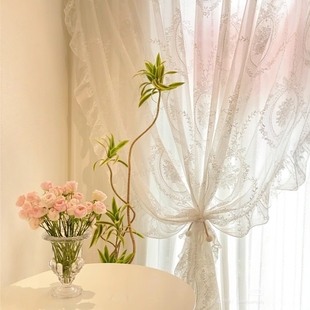 [fabric] French retro curtain lace bedroom ins wind window screen new living room light luxury lace