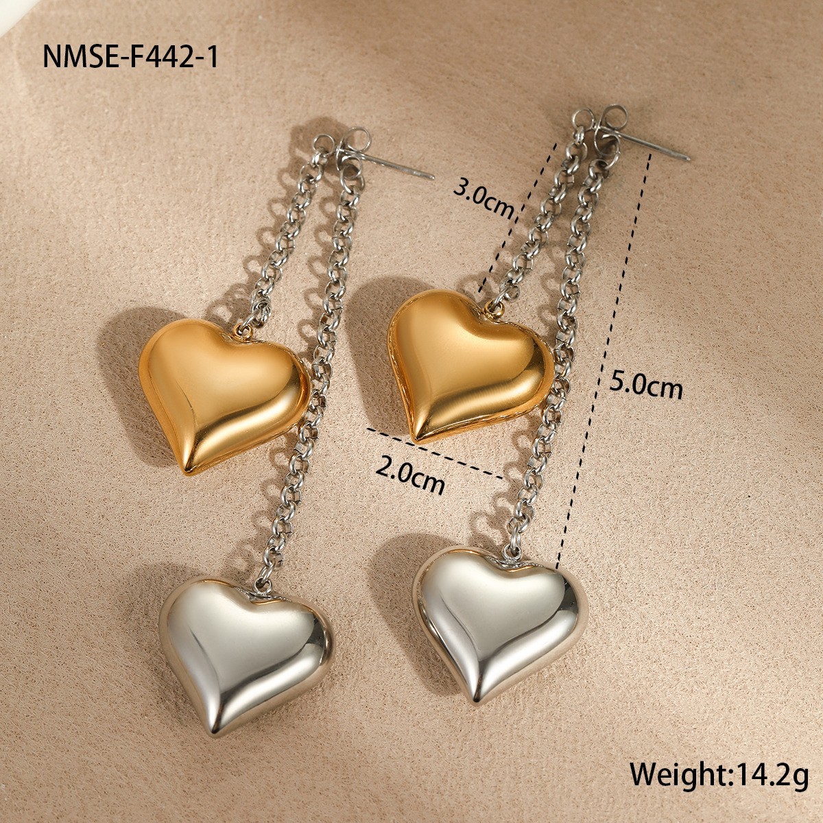 12g Weight 0.03µm-0.05µm Gold Plating Thickness PVD Coated Gold Plating Process 304 Stainless Steel Ear Needle Material Real Gold Plated Plating Material Drop Earrings, Ear Studs Classification 1 Pair Quantity Holiday, Daily Occasion 304 Stainless Steel Material Heart Shape Pattern All Seasons Season Women's Gender Polished Finish IG Style, Elegant, Modern Style Style Waterproof Non Tarnish, Mixed Metal, Plating Craft PVD Coated Real Gold Plated Heart Shape 304 Stainless Steel IG Style Elegant Modern Style Waterproof Non Tarnish Drop Earrings Ear Studs 12