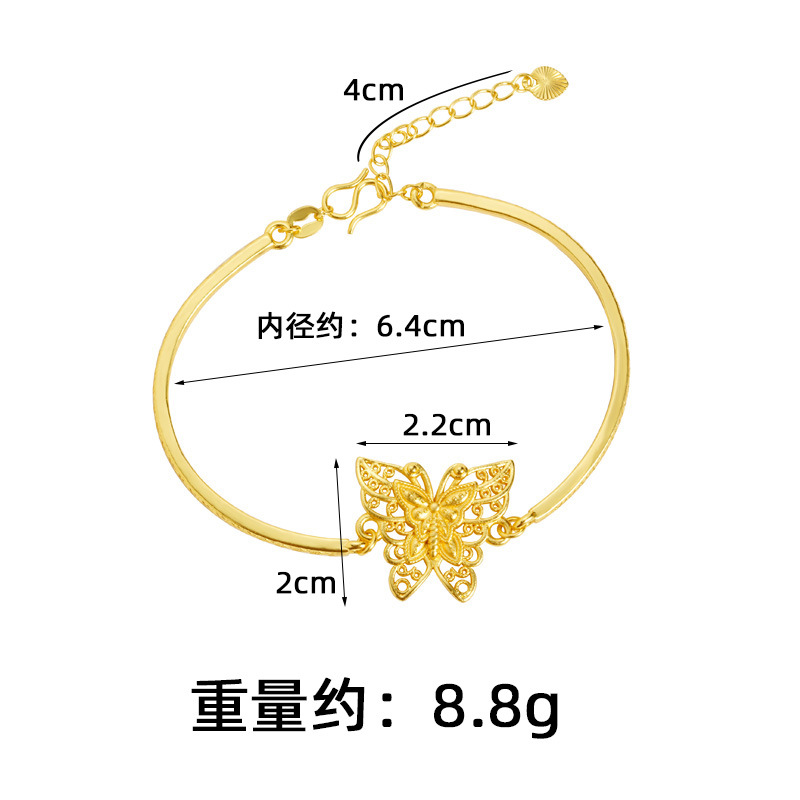Brazalete de oro de arena vietnamita lujo ligero de verano de alto nivel de corte de dama mariposa hueca joyas no se desvanecen al por mayor