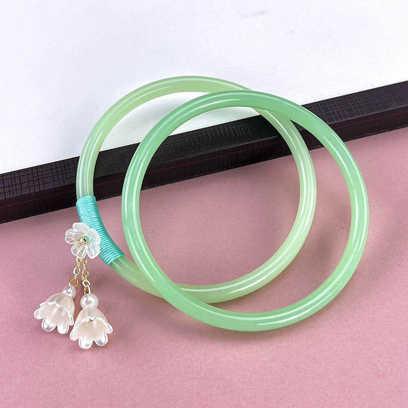 Ancient Style Versatile Multi-Color Jingle Bracelet Glass Retro Bracelet Fairy Versatile Sweet Hand Jewelry Imitation Chalcedony Thin Bracelet Jewelry