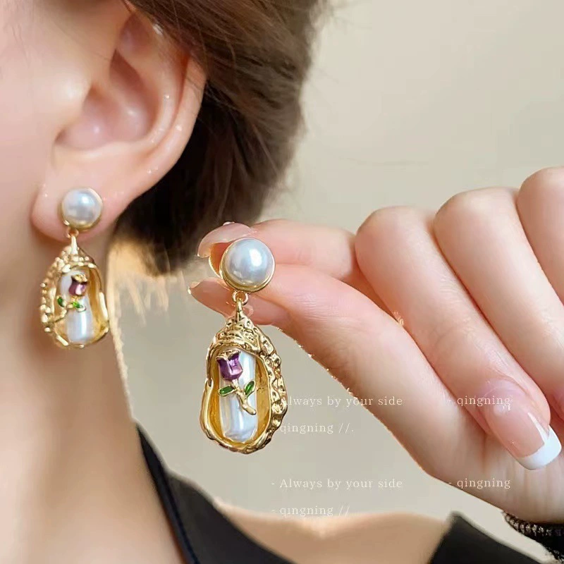Серьги (серебро S925) с жемчужными вставками, цветочный легкий люкс стиль, деликатные и легкие