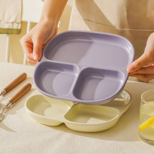 New Ceramic Fat-Reducing Plate, Food Compartment Breakfast Plate, Weight Loss and Food Control Divider Plate, High-Looking Cream-Style Fast Food Plate