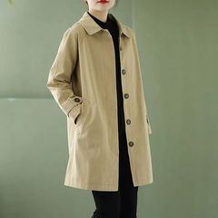 纯棉风衣外套2025春秋韩版收腰休闲大衣薄风衣女中长款风衣外套