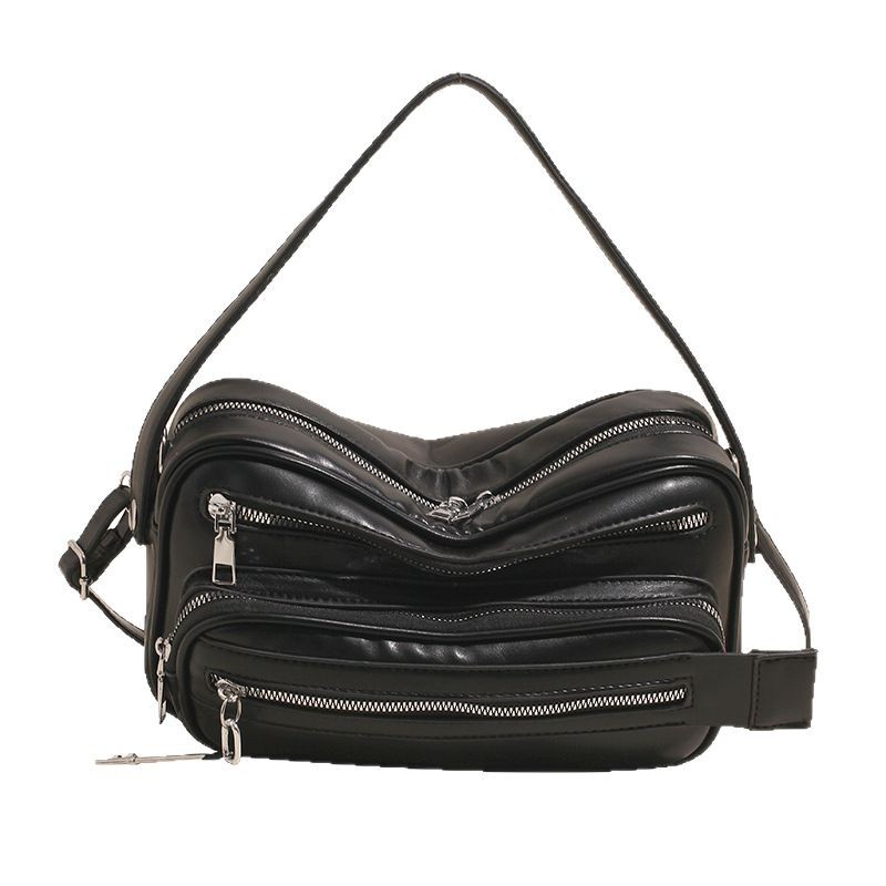 Trendy Multi-Zip Shoulder Bag – Stylish Crossbody Hobo Bag With Soft PU & Spacious Compartments For Daily Essentials_voghion.com