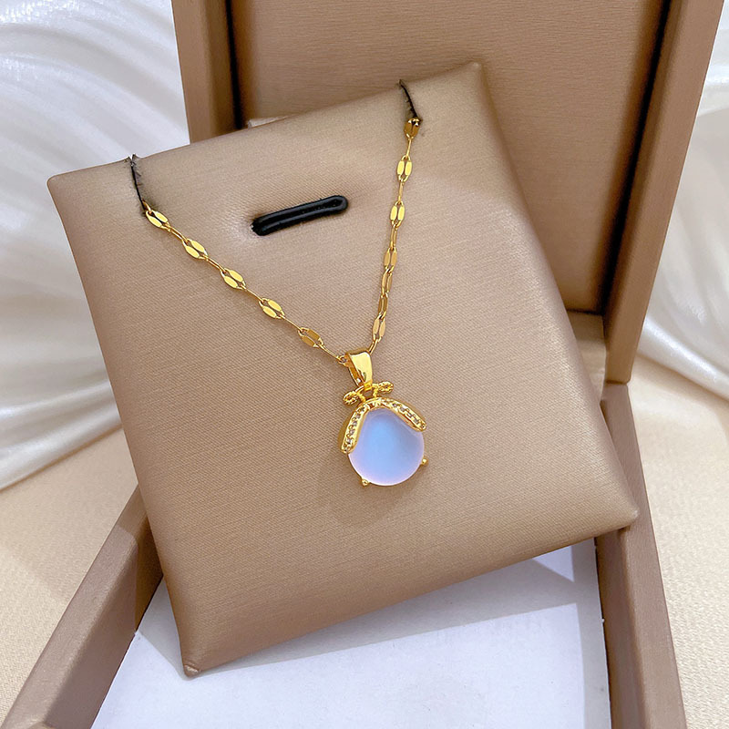 Aurora Bee Marienkäfer Mikro-Einlegearbeit Echtgold-Halskette Damen Transferperlen Schlüsselbeinkette im Internet-Promi-Stil mit Accessoires_voghion.com