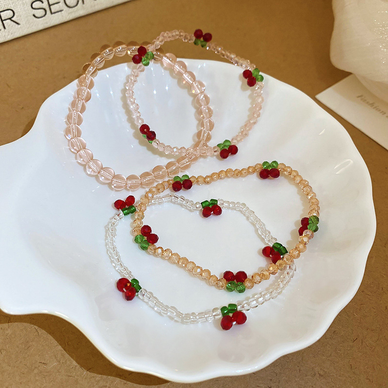 Cute Sweet Cherry Artificial Crystal Seed Bead Beaded Chain Beaded Bracelets Wholesale display picture 15
