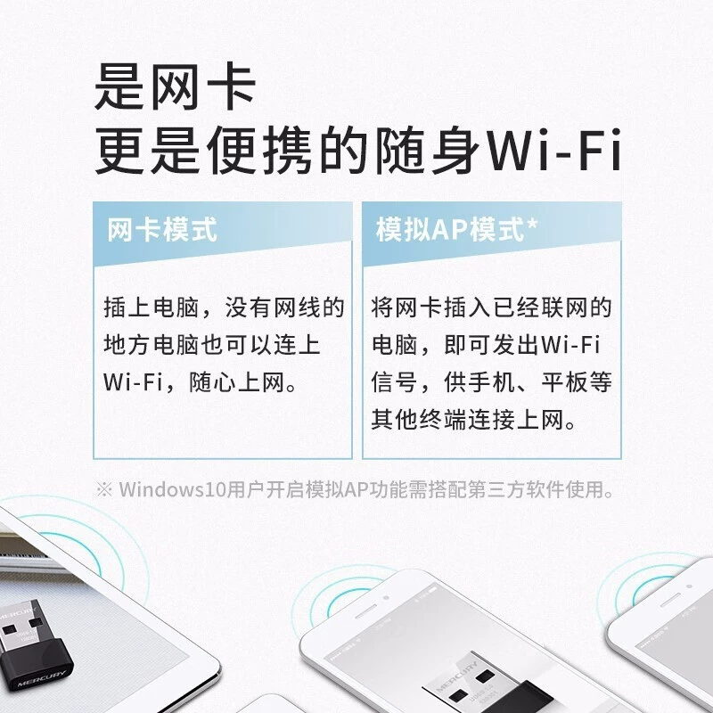 MERCURY UD6S USB беспроводная сетевая карта 5G двухдиапазонная 650M мини портативный Wi‑Fi приёмопередатчик