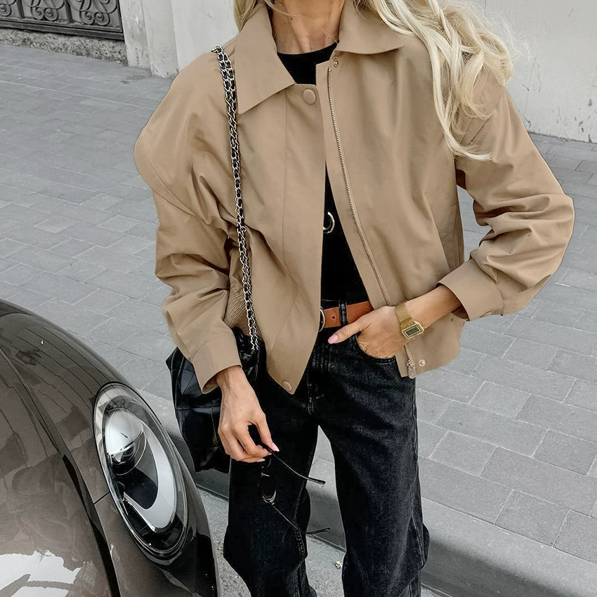 Хаки плащ-накидка, дизайнерская куртка, французский стиль, oversize, тренд сезона