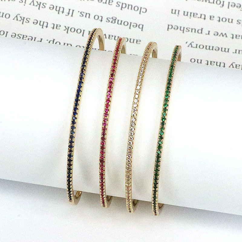 Fashion Geometric Copper Gold Plated Zircon Bangle