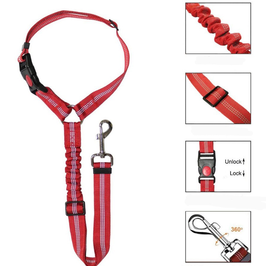 Pet Supplies Car Seat Belt Round Ring Dog Retractable Elastic Reflective Glow-in-the-Dark Cat Leash_voghion.com