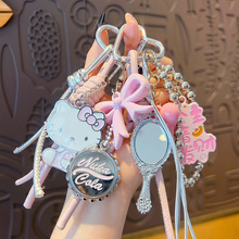 创意diy粉色合金KT猫手绳钥匙扣挂件miu系包包挂饰情侣钥匙链配饰