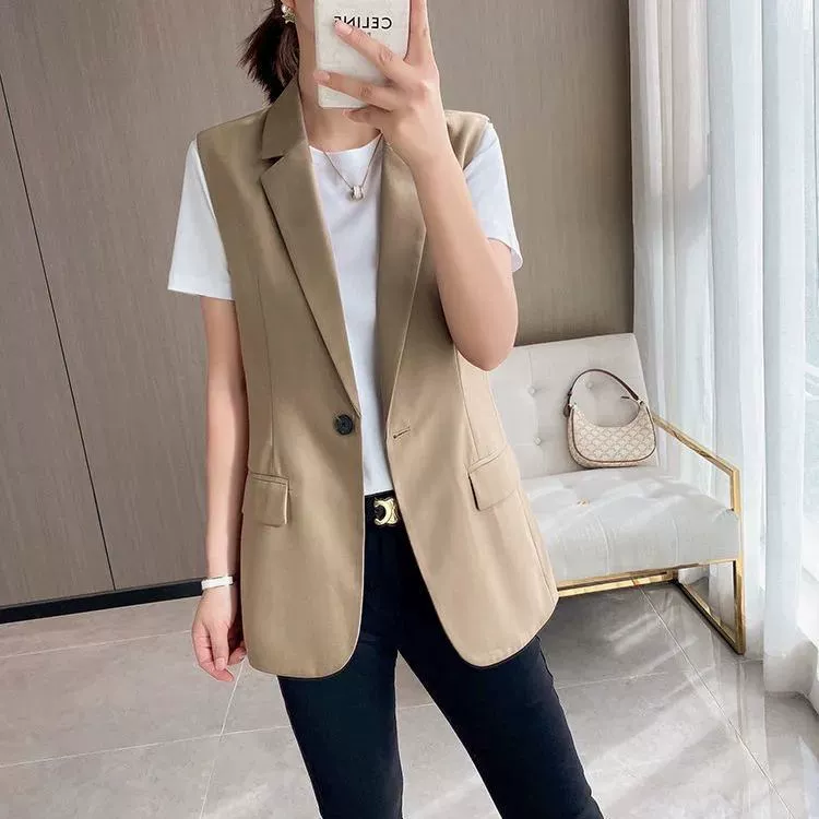 2025 новый женский универсальный костюмный жилет в корейском стиле, элитный темперамент, модный жилет для поездок на работу, женская весенне-осенняя верхняя одежда