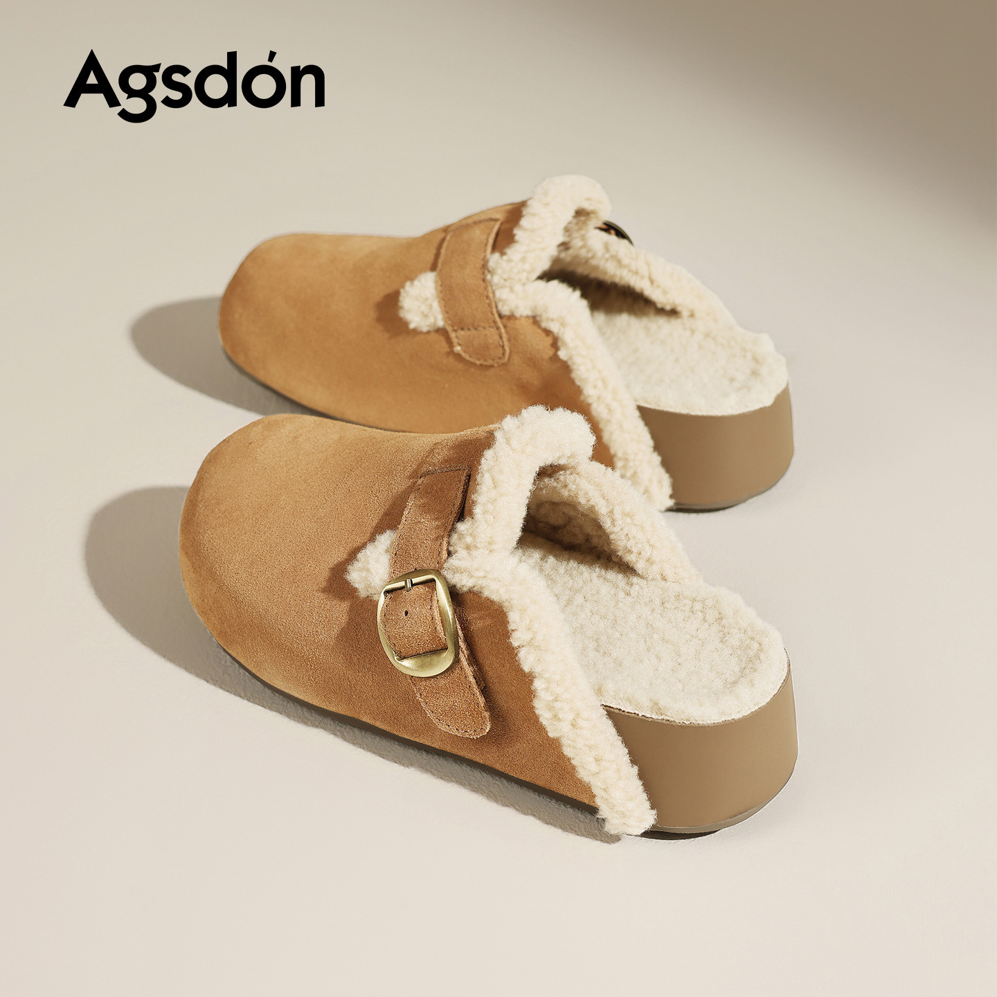 Augu Lion Deng Xiaoping Boccan zapatos de terciopelo para mujeres 2026 nuevos zapatos de algodón cálidos de primavera con suela gruesa, zapatillas de embarazo