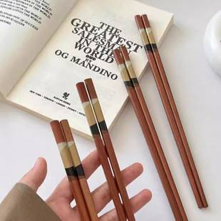 Yuan Hibiscus Bamboo 2024 Explosive Export Quality Red Sandalwood Chopsticks Tableware Household High-end Restaurant Anti-slip Internet Celebratory
