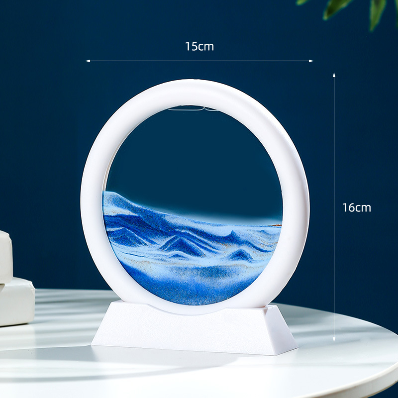 흰색 프레임 5inch 둥근 파란색 모래