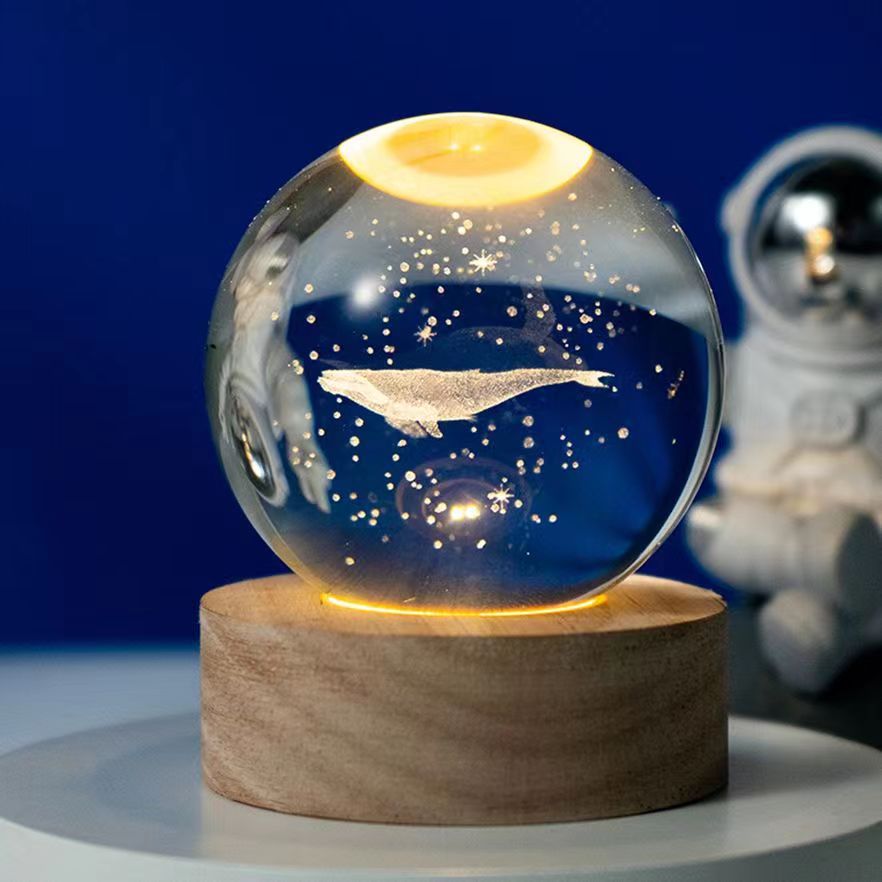 星空宇航员白水晶球发光3d内雕小夜灯桌面摆件七夕情人节礼纪念物 - 10