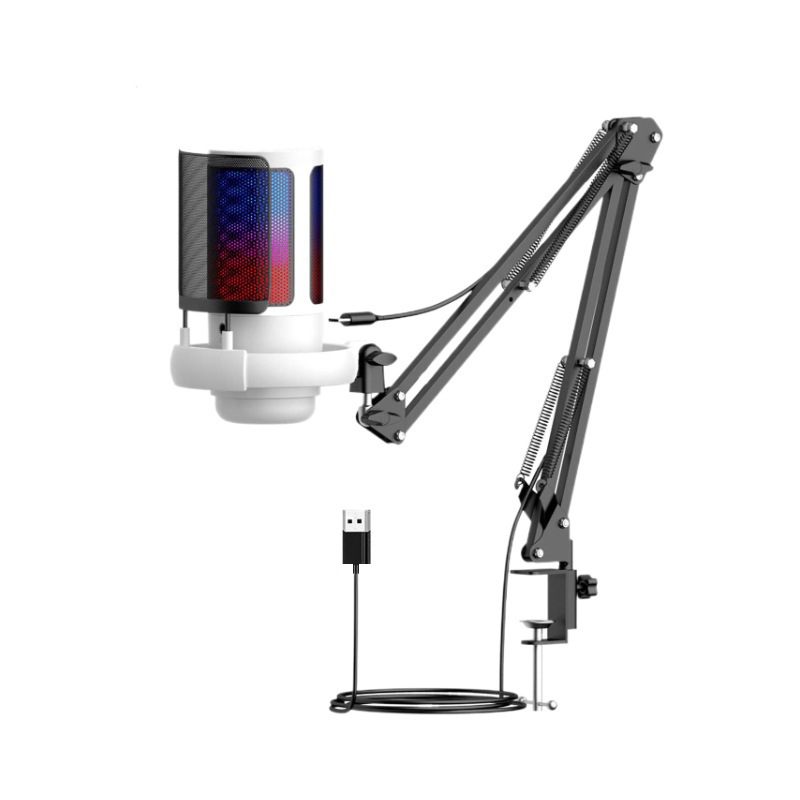 直播神器出口爆品RGB台式麦克风游戏监听K歌录音专用笔记本用USB