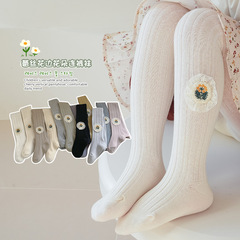 2024 Kids' Pantyhose Spring/Summer Collection: Baby Girls' Base Leggings with Wide Vertical Stripes, Lace Trim, and Floral Designs—Perfect for Outfits that Scream "Chic & Trendy"