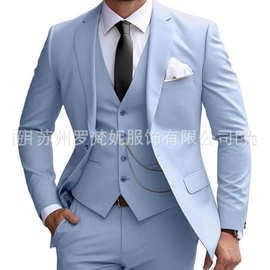 新款亚马逊男式西装修身西装婚礼伴郎舞会商务西装宴会晚会礼服