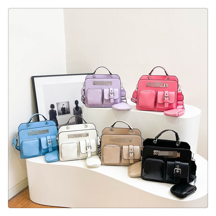 Bolso de moda de estilo europeo y americano 2025 primavera nuevo estilo simple y atmosférico bolso de letras cinturón de hombro ancho bolso de mensajero de un solo hombro