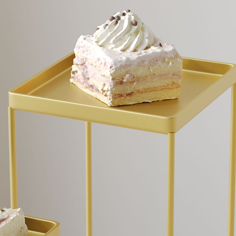 Postre tazas de papel alto escenario de boda bandeja de visualización de metal tres piezas conjunto cuadrado blanco puro hierro forjado estante de pastel