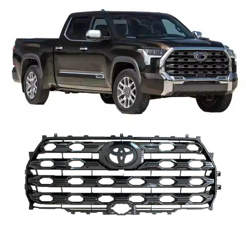 Решетка радиатора YUBO подходит для Toyota Tundra 2022 года выпуска, черная никелированная сетка.
