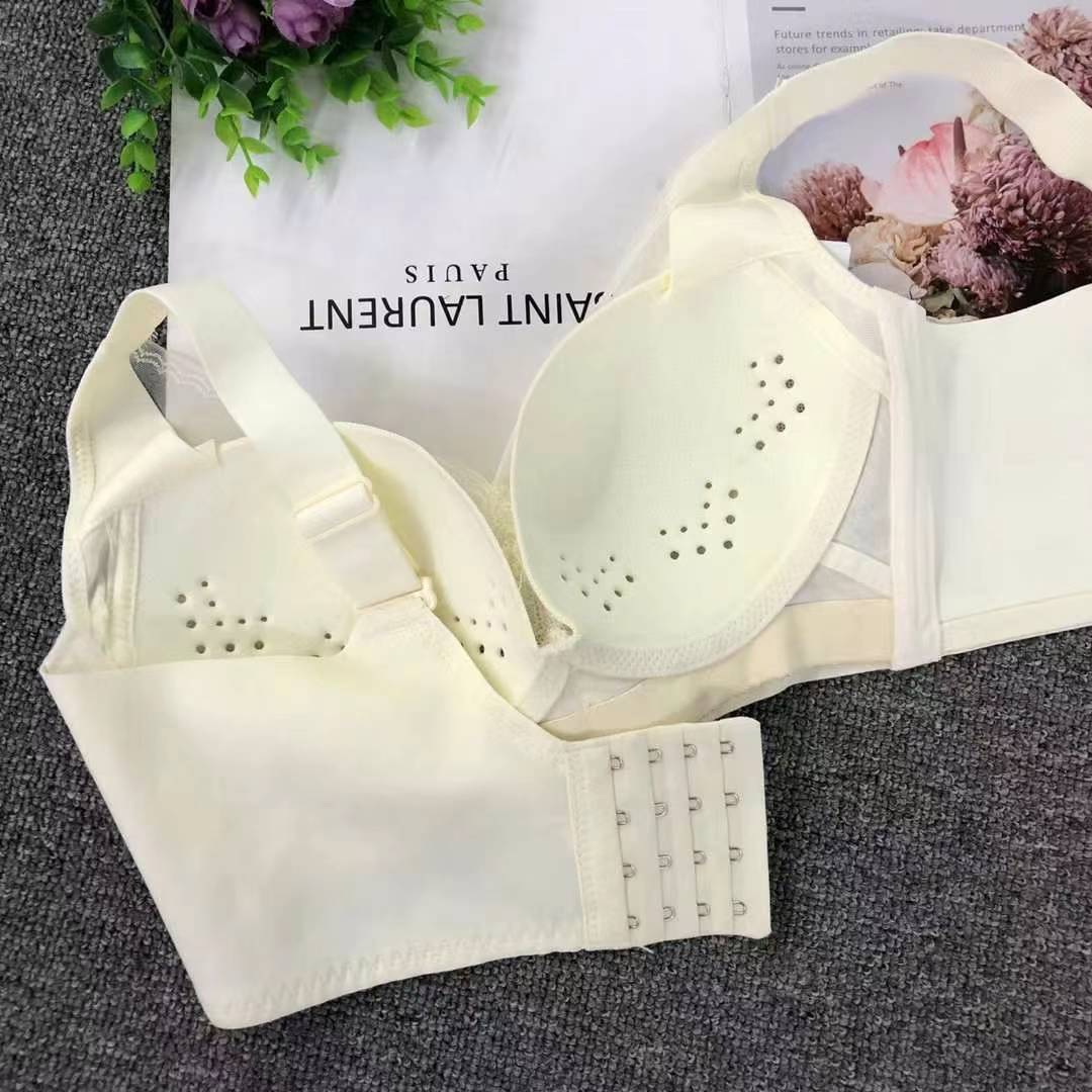 Nuevo sujetador de alta calidad de moda de encaje jacquard transpirable y cómodo ajuste lateral de pecho de cuatro botones ropa interior mujer