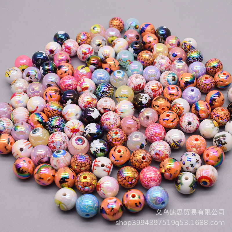 新品カラーアクリル眼球ストレートホールビーズdiy携帯電話チェーンキーホルダー車掛けビーズアクセサリー部品|undefined