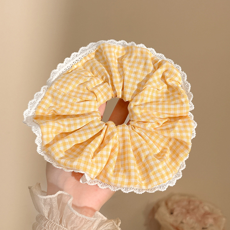 Encaje retro francés, diadema de intestino grueso, mujer 2025, nuevo estilo, cuerda para el cabello, banda de goma, lazo, dulce cuerda para el cabello, accesorios para el cabello