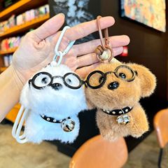 かわいいメガネ犬ストラップぬいぐるみかわいいかばんストラップぬいぐるみストラップキーホルダー卸売