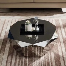 现代简约别墅酒店轻奢客厅卧室茶几意式轻奢客厅钻石不锈钢茶几