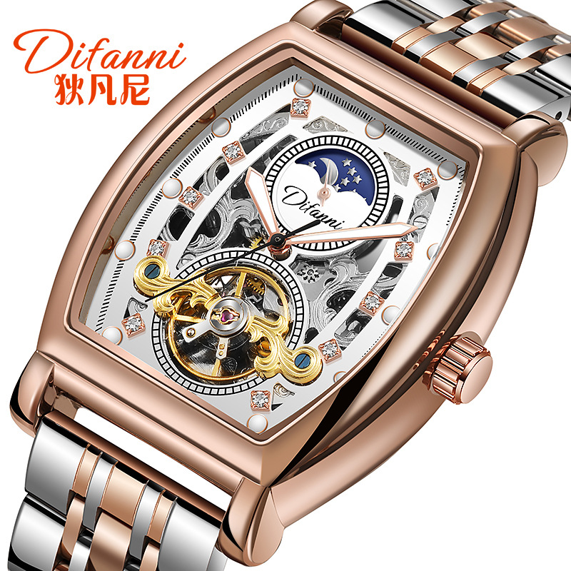Durunwei Brand Men's Watch Douyin Live Broadcast Barrel Fully Automatic Mechanical Watch Tourbillon Sun Moon Stars Men