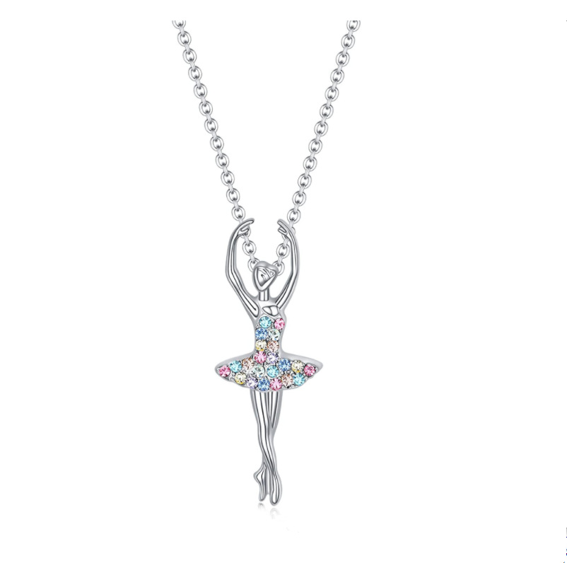 New Cross-border Product: European And American Alloy Mixed-color Dancing Girl Necklace Jewelry, Female Ballerina_voghion.com