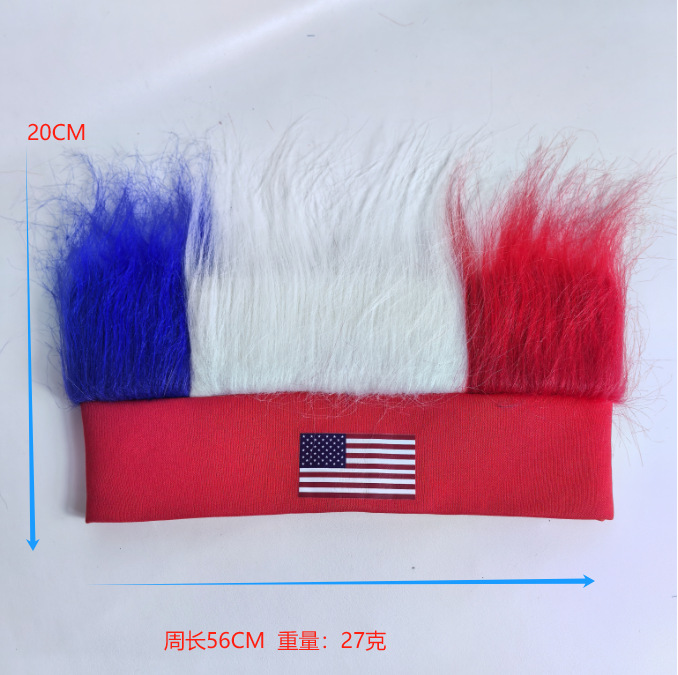 Bandera de Estados Unidos Día de la Independencia accesorios para fans Copa del Mundo juegos nacionales pelo rojo blanco azul