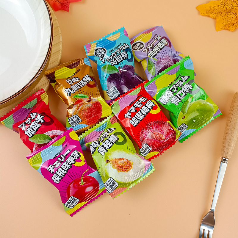 網紅新品繽紛彩虹梅批發梅子干袋裝混合口味果脯蜜餞辦公休閒零食
