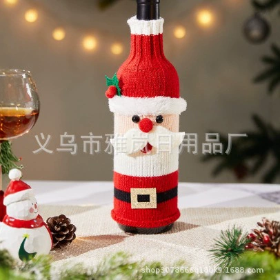 Трансграничные новые рождественские декоративные предметы трикотажные винные бутылки креативные Санта-Клаус обеденный стол украшения костюмы