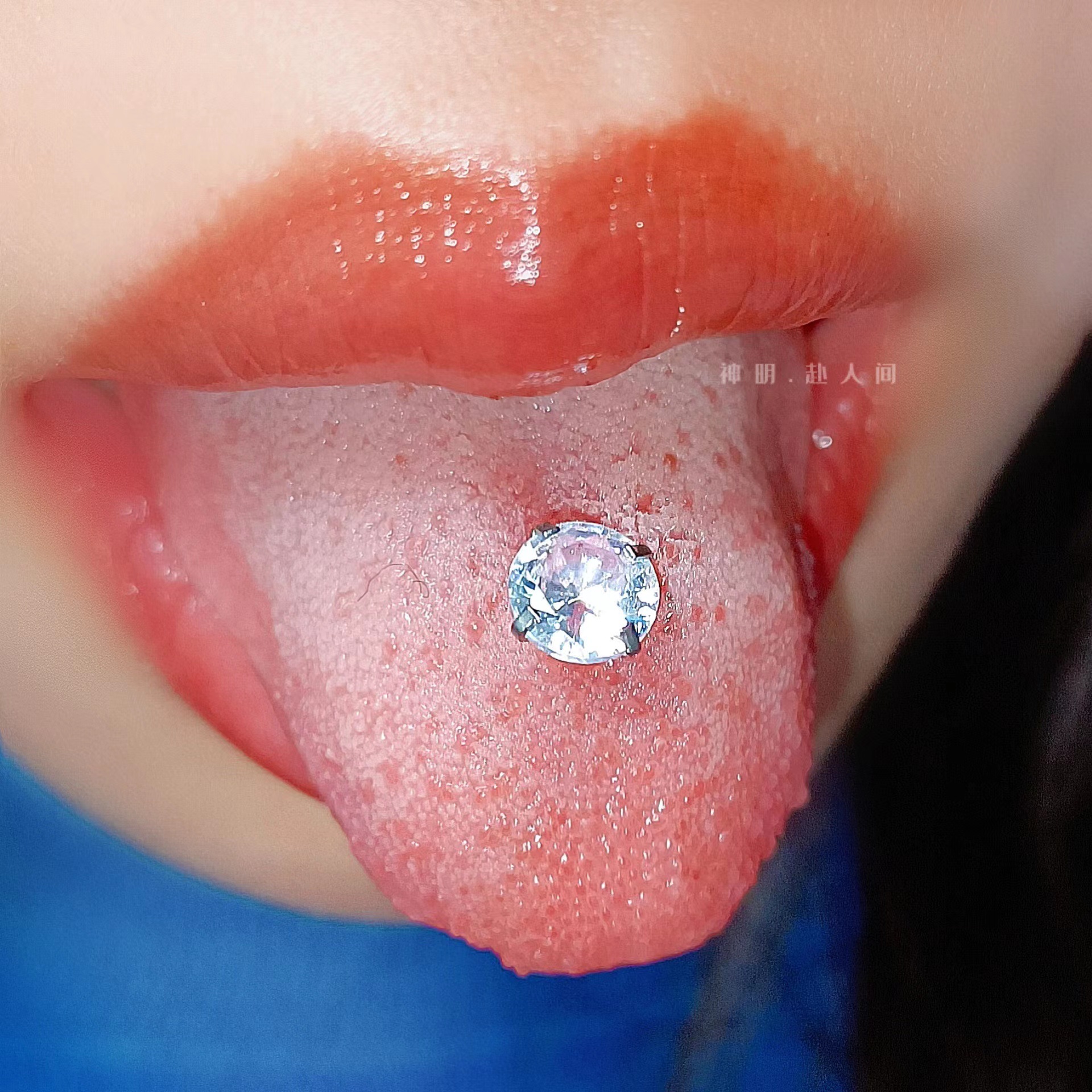 Pointed labret stud close-up product detail