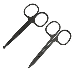 Manufacturer wholesale stainless steel eyebrow trimming scissors makeup artist beauty scissors round tip pointed nose hair small scissors beauty tools