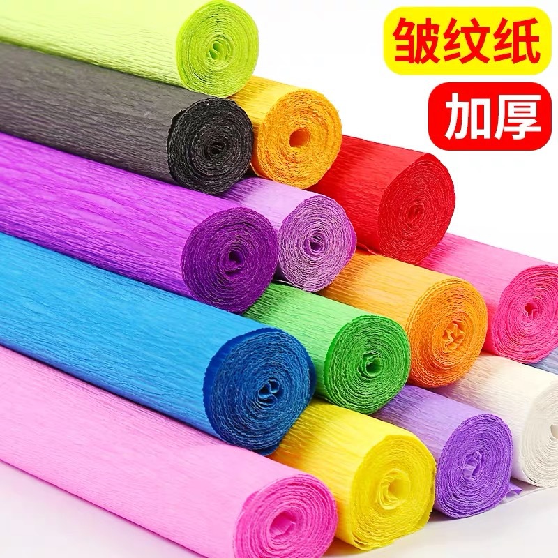Colorful thickened wrinkle paper curled paper handmade flower making materials DIY wrinkled paper rose red handmade origami
