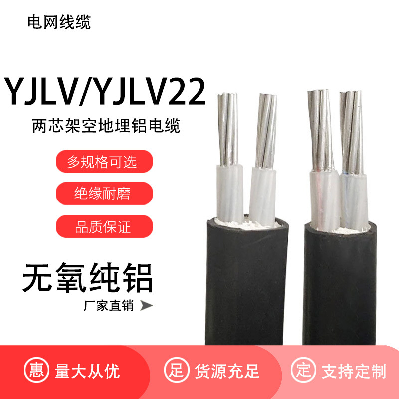 YJLV 2*10 2*16 2*25 2*35平方双芯铝电缆线2芯VLV铝芯线电力电缆
