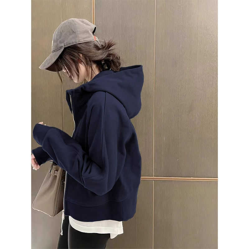 厂家直销初早秋卫衣薄外套女2025新款秋冬季短款连帽拉链休闲开衫|undefined
