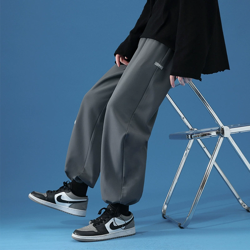 Tao Factory Мужские спортивные штаны Мужские брюки Свободные тонкие прямые трубки Впитывающие пот Универсальные вязаные утепленные повседневные Модные на флисовой подкладке