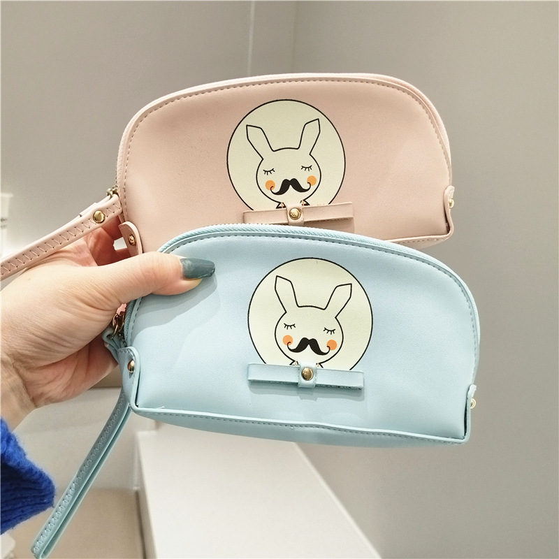 特价 韩版卡通兔子印花拉链薄款6寸内手机包女款大容量便携零钱包