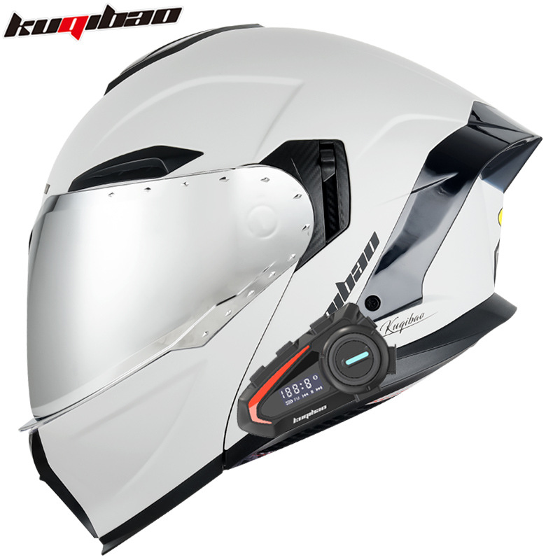 Motorcycle Helmet Flip-Up, Universal Motosiklet kaskı (dəbilqə) - matte-cool-gray-with-k20-bluetooth-silver-lens-m